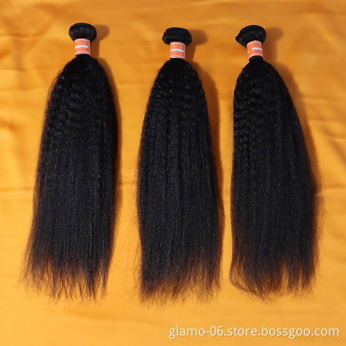 Annione hair Wholesale Brazilian yaki Human Hair Extensions Afro Kinky Straight Virgin Hair hundle